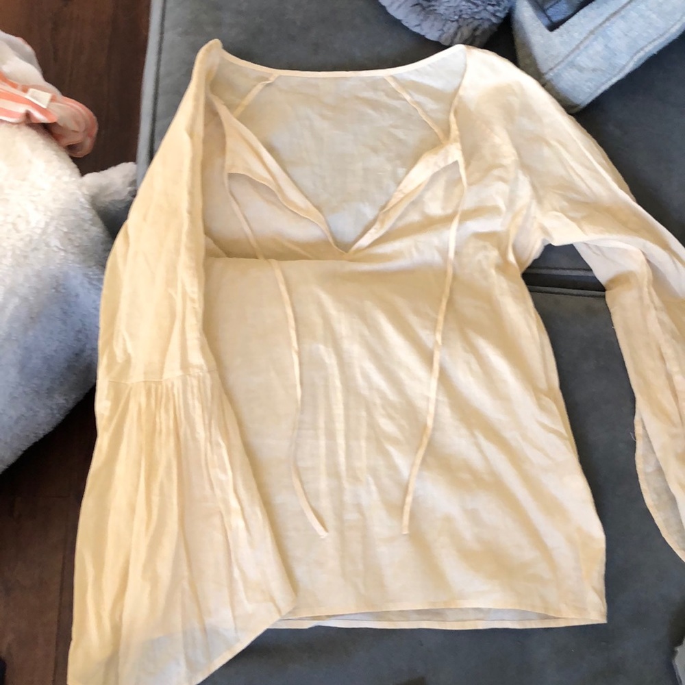 Tan flare sleeve blouse